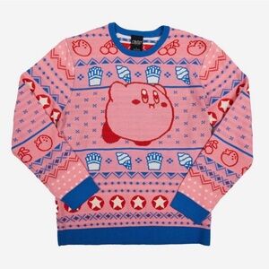 Men’s Kirby Christmas Holiday Pink Pullover Sweater